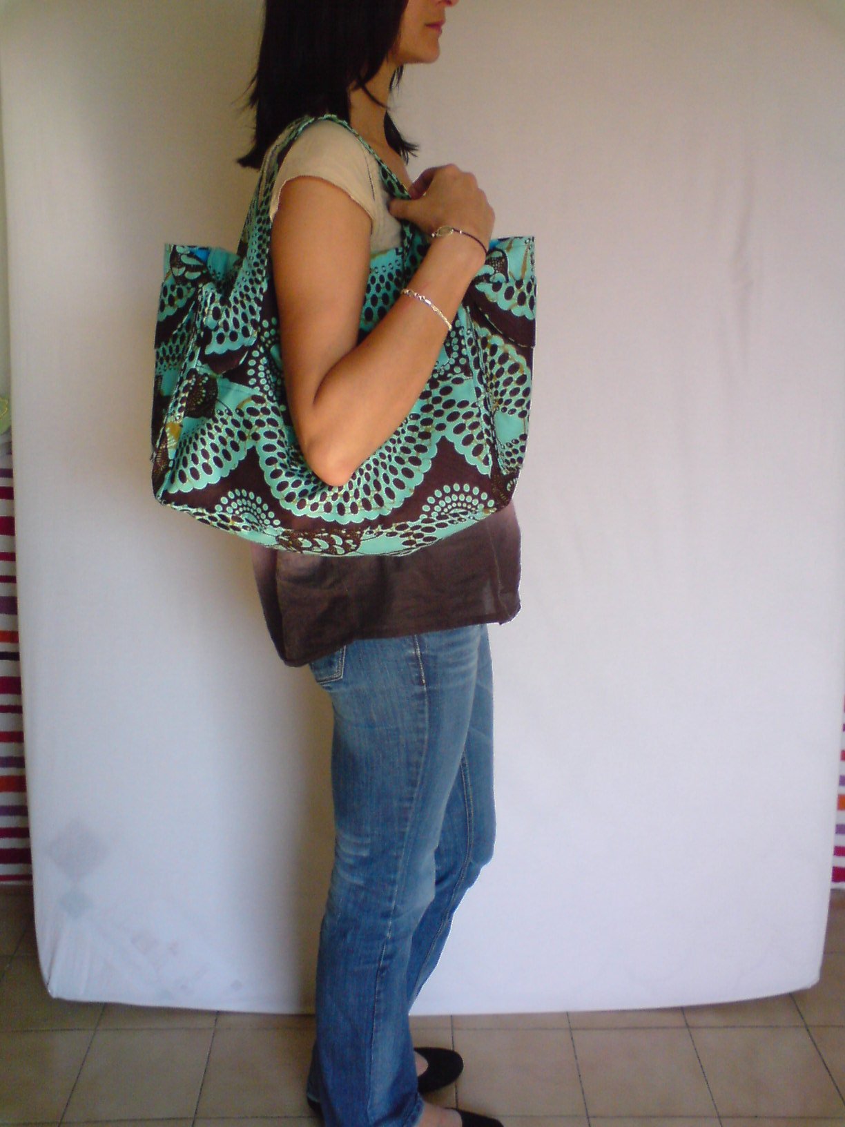 sac boubou bleu port&eacute;